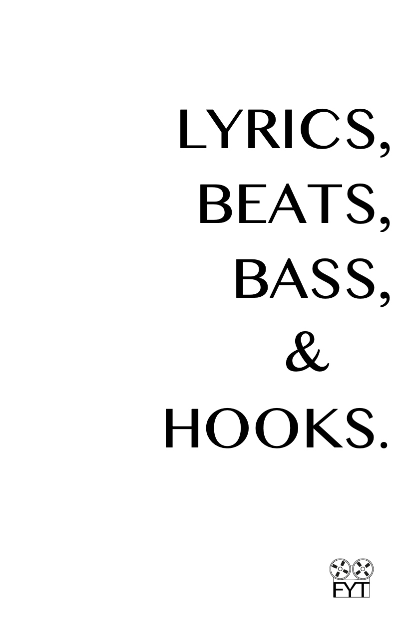 Front cover of Lyrics, Beats, Bass and Hooks notebook
